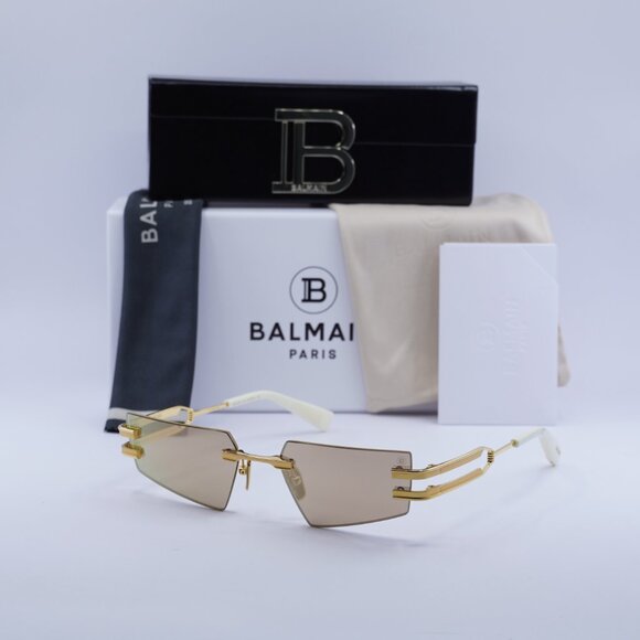 ?️ New Balmain FIXE BPS-123D Sunglasses - Brown Rose Gold Mirror AR Frame main image 7